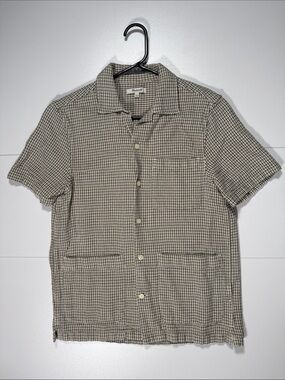 Madewell Beige and Black Checked Short-Sleeve Shirt